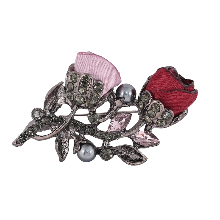 Брошка Рожево-червоні квіти зі стразами фото №22 Брошка Рожево-червоні квіти зі стразами фото №22