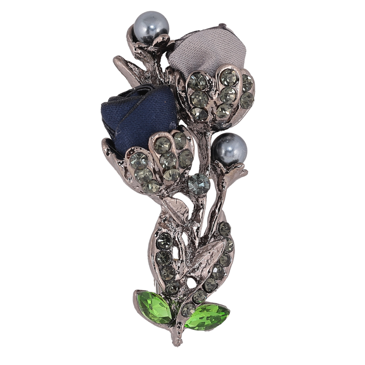 Брошка Сіро-сині квіти зі стразами фото №13 Брошка Сіро-сині квіти зі стразами фото №13