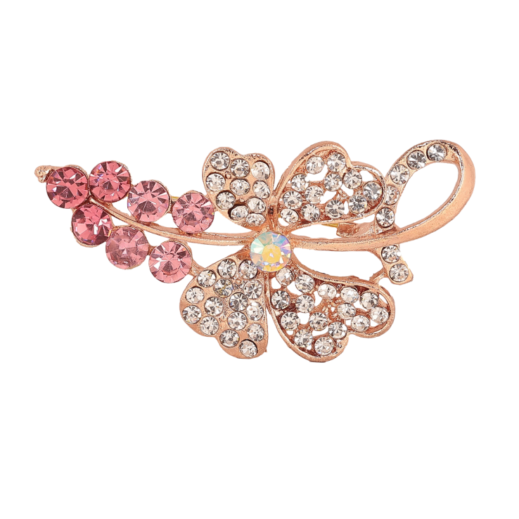 Брошка Квітка з рожевими стразами фото №22