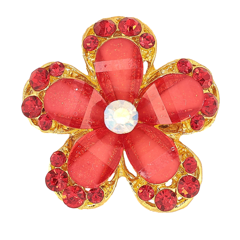 Брошка Квітка з червоними стразами фото №1