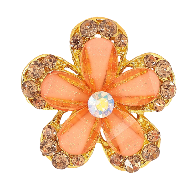 Брошь Цветок с оранжевыми стразами фото №23 Брошь Цветок с оранжевыми стразами фото №23