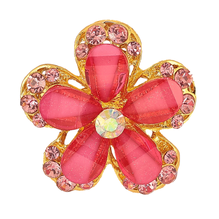 Брошка Квітка з рожевими стразами фото №14