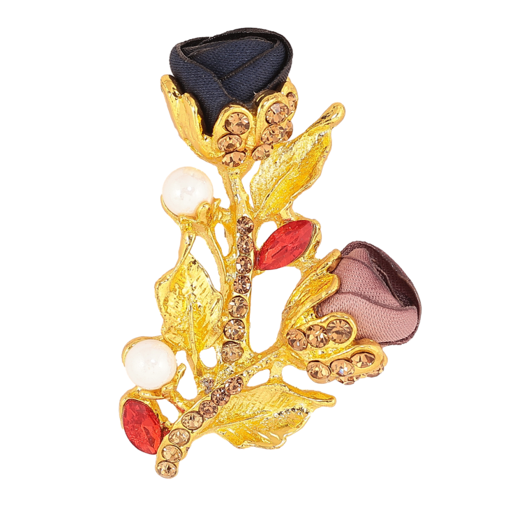 Брошка Синьо-бежеві квіточки зі стразами фото №10 Брошка Синьо-бежеві квіточки зі стразами фото №10