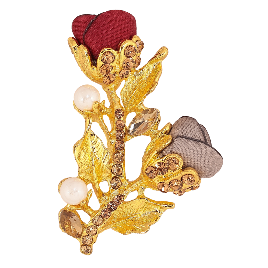 Брошка Рожево-сині квіточки зі стразами фото №1