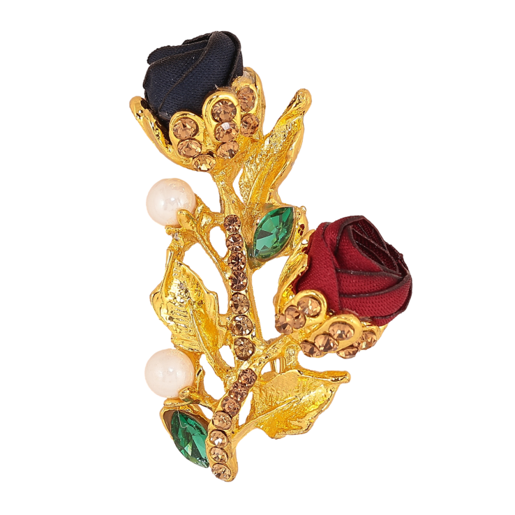 Брошка Синьо-червоні квіточки зі стразами фото №6 Брошка Синьо-червоні квіточки зі стразами фото №6