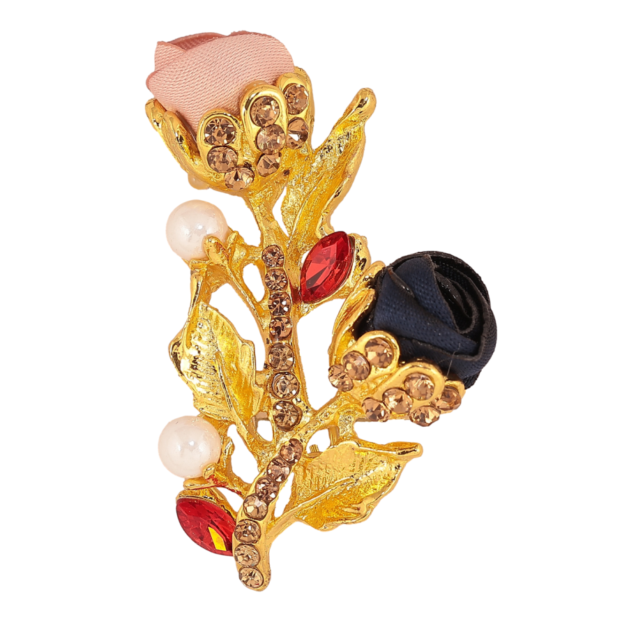 Брошка Рожево-сині квіточки зі стразами фото №1