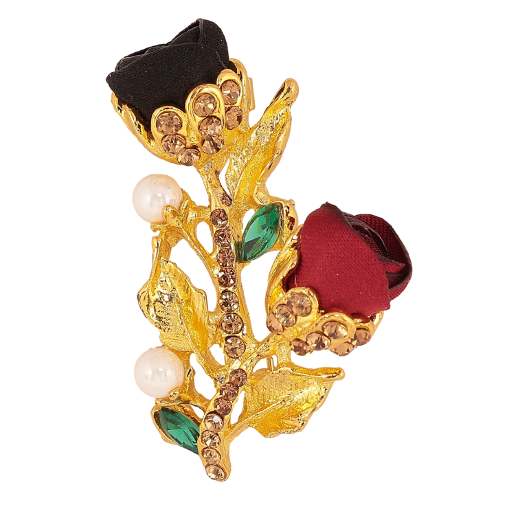 Брошка Червоно-чорні квіточки зі стразами фото №21 Брошка Червоно-чорні квіточки зі стразами фото №21