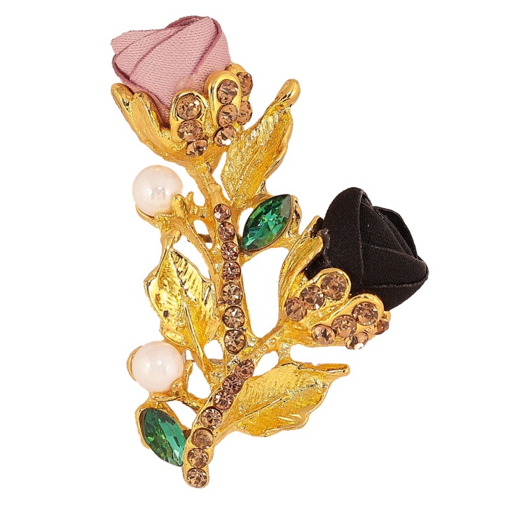 Брошка Рожево-чорні квіточки зі стразами фото №17 Брошка Рожево-чорні квіточки зі стразами фото №17