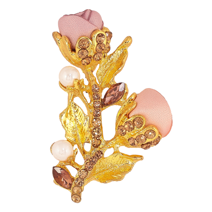 Брошь Розовые цветочки со стразами фото №1