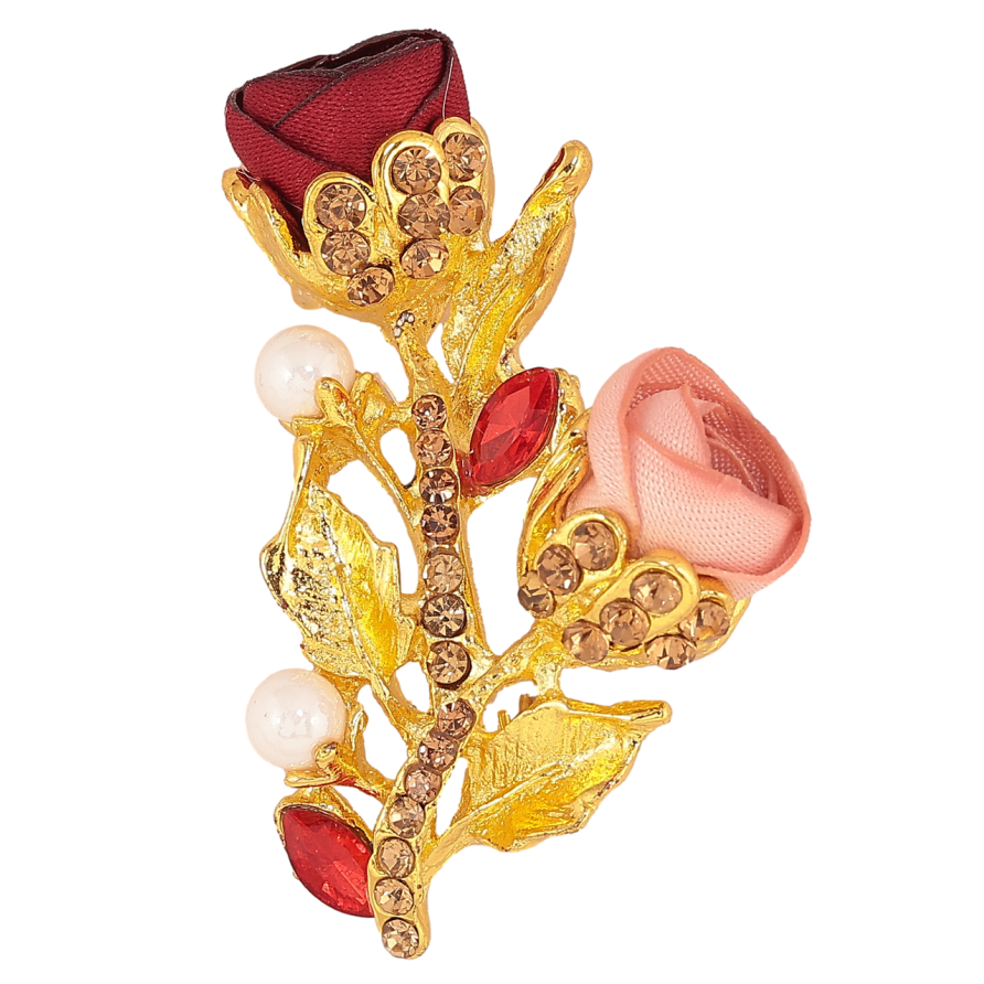 Брошка Червоно-рожеві квіточки зі стразами фото №1 Брошка Червоно-рожеві квіточки зі стразами фото №1