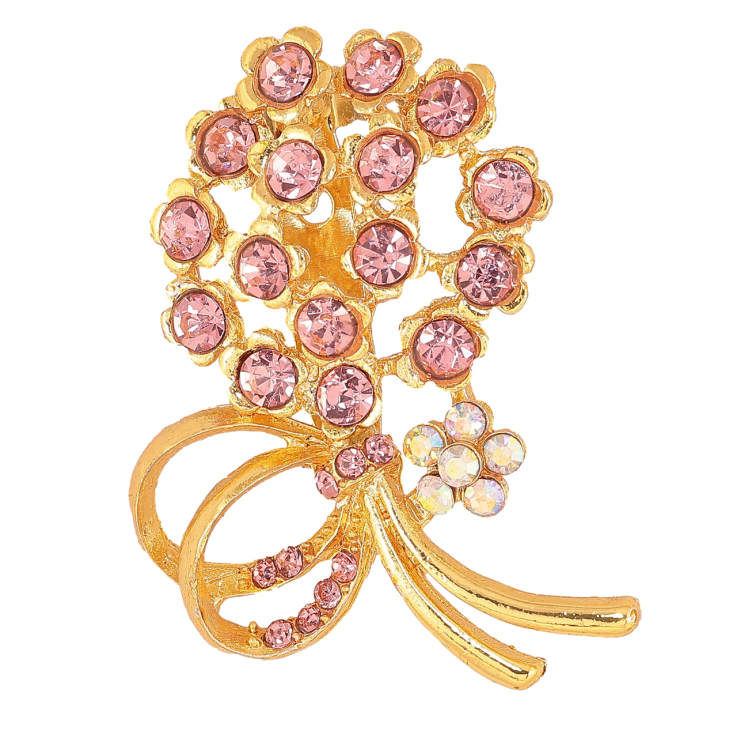 Брошка Букет з рожевими стразами фото №22