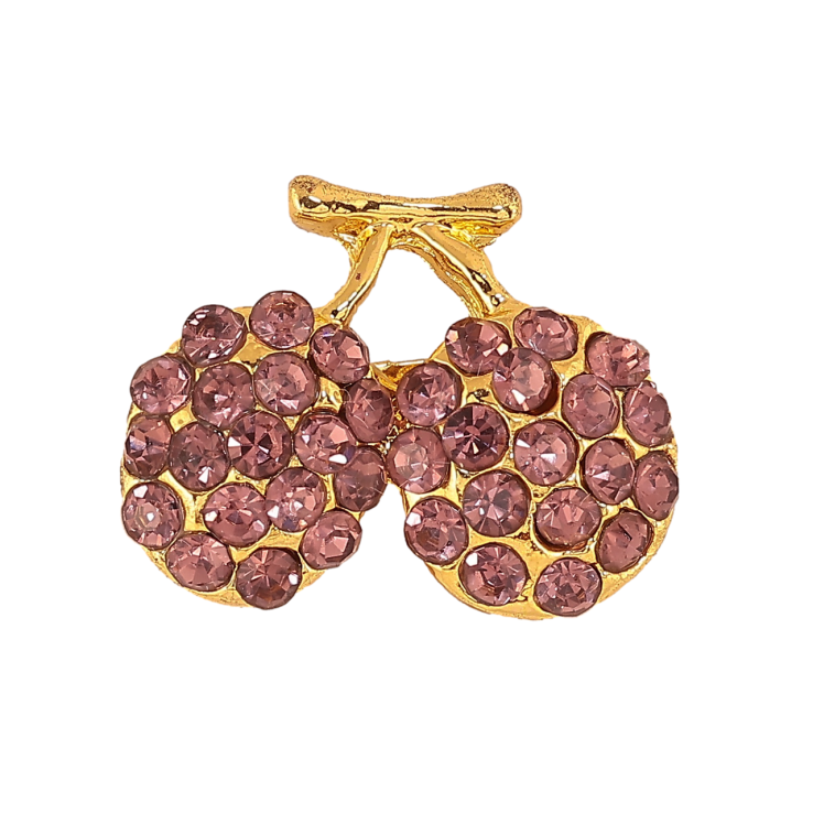 Брошка Сливки з бордовими стразами фото №18