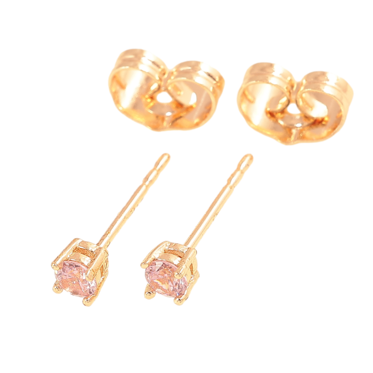 Серьги Xuping M&L Цвет 18K пусеты Розовый кристалл в 4-х крапановой оправе ø 3мм фото №7