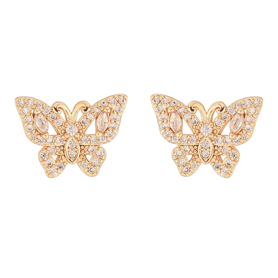 Серьги Xuping M&L Цвет 18K пусеты Бабочки с инкрустацией кристаллами фото №1