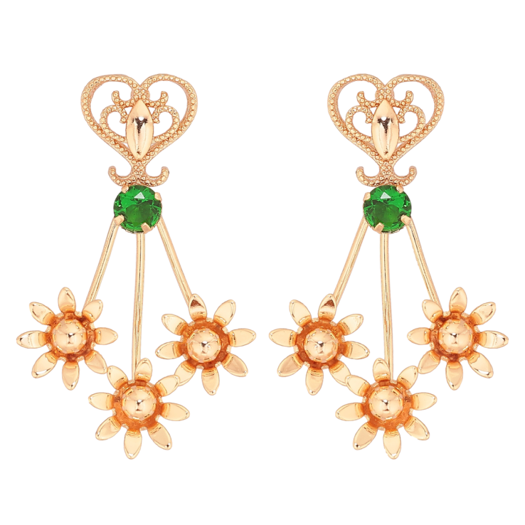 Серьги Xuping M&L Цвет 18K пусеты Цветочный узор с зеленым кристаллом фото №25