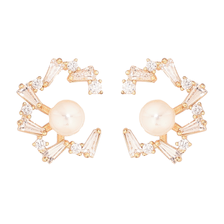 Серьги Xuping M&L Цвет 18K пусеты Узор с кристаллами и жемчужинками фото №11