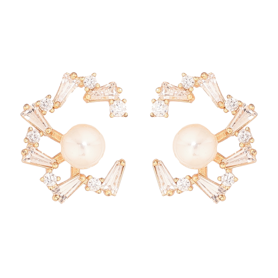 Серьги Xuping M&L Цвет 18K пусеты Узор с кристаллами и жемчужинками фото №1