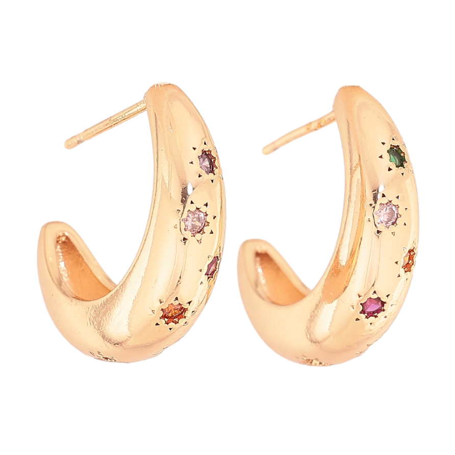 Серьги Xuping M&L Цвет 18K пусеты Дуги с разноцветными кристаллами фото №1