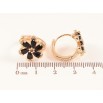 Серьги Xuping M&L Цвет 18K колечки Цветочки с черными кристаллами фото №2