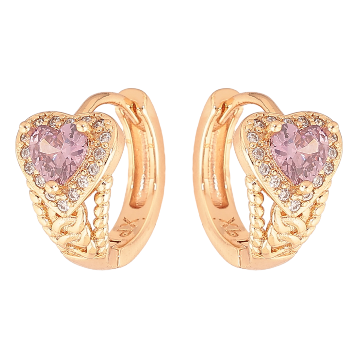 Серьги Xuping M&L Цвет 18K колечки Сердечки с сиреневыми кристаллами фото №16
