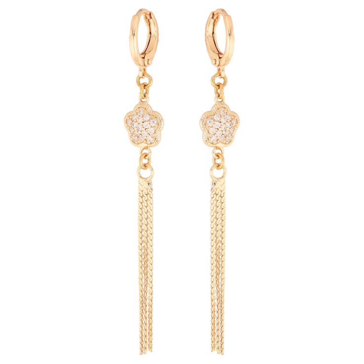 Серьги Xuping M&L Цвет 18K подвески на колечках Цветочки с инкрустацией кристаллами фото №11