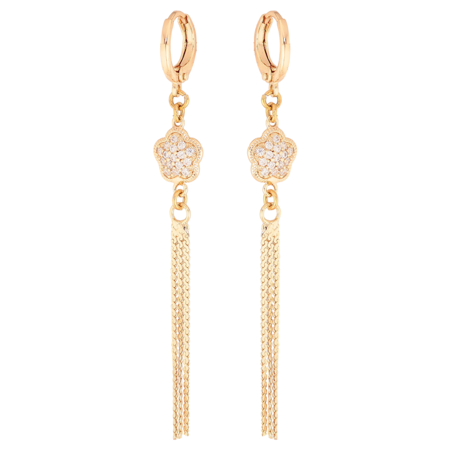 Серьги Xuping M&L Цвет 18K подвески на колечках Цветочки с инкрустацией кристаллами фото №1