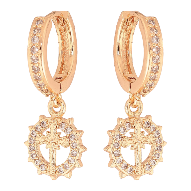 Сережки Xuping M&L Колір 18K підвіски на колечках Хрестики фото №12