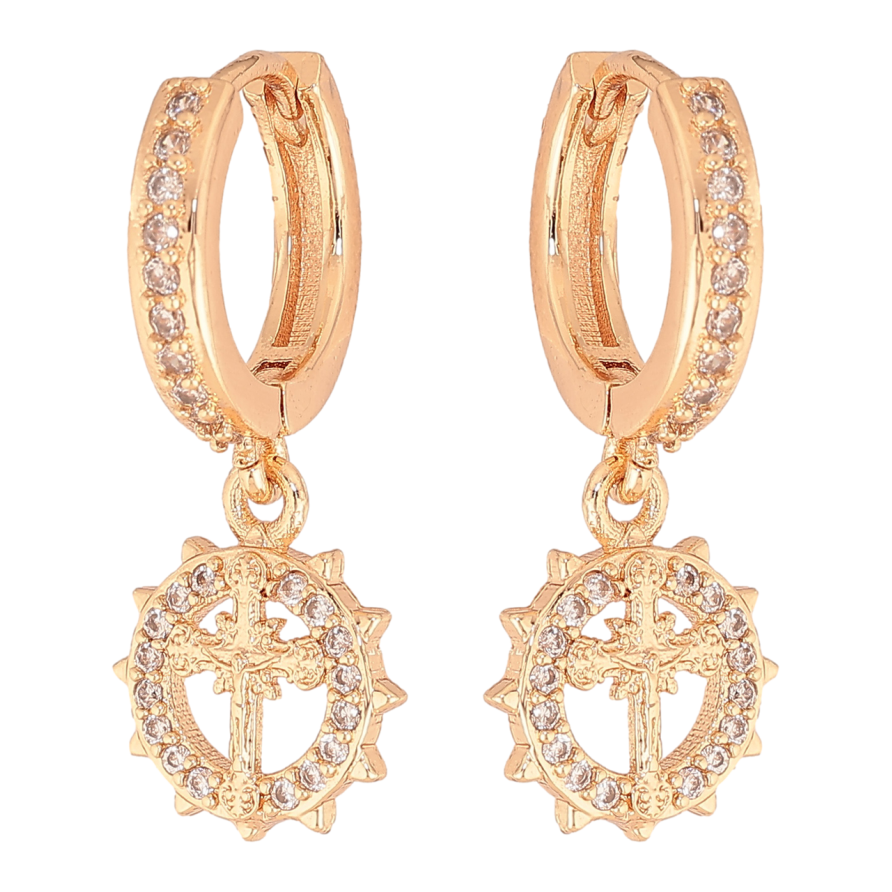 Сережки Xuping M&L Колір 18K підвіски на колечках Хрестики фото №1