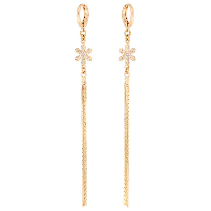 Серьги Xuping M&L Цвет 18K подвески на колечках Снежинки с цепочками фото №13