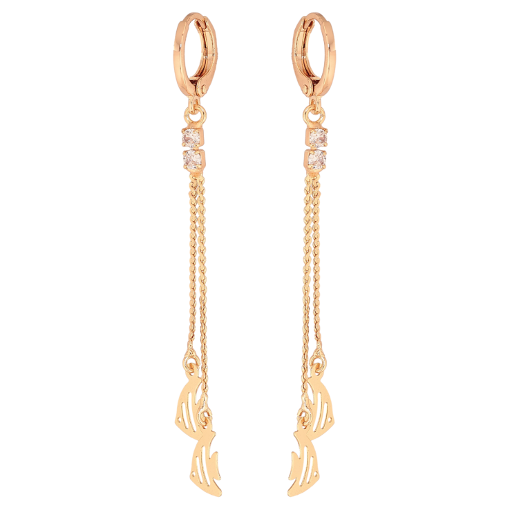 Серьги Xuping M&L Цвет 18K подвески на колечках Рыбки на цепочках фото №14