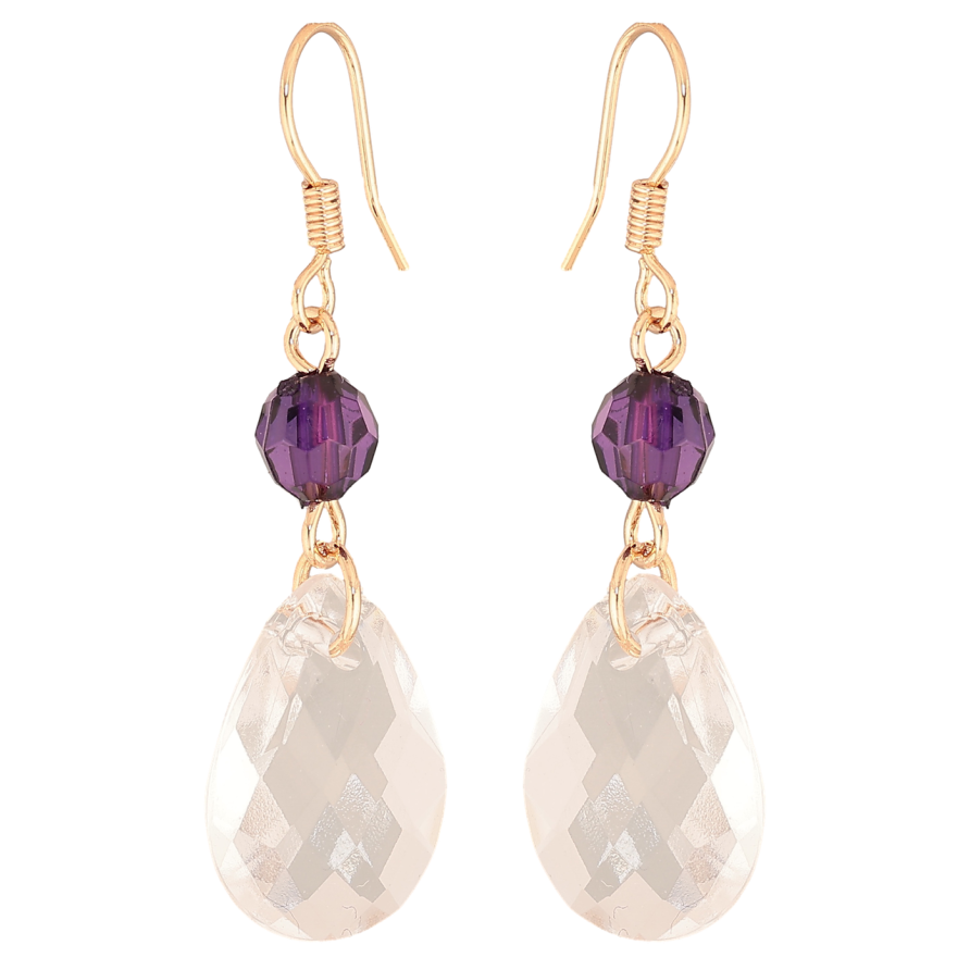 Сережки Xuping M&L Колір 18K французький замок Кристальна крапелька з фіолетовою намистиною фото №1