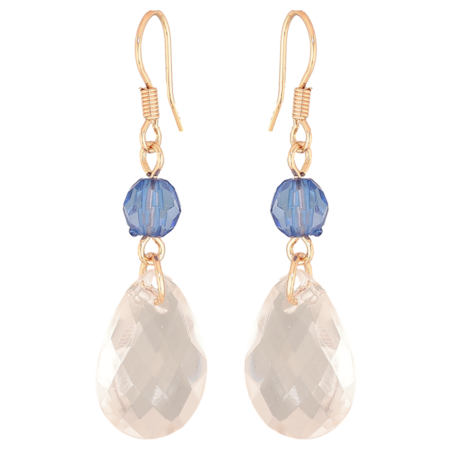 Сережки Xuping M&L Колір 18K французький замок Кристальна крапелька з блакитною намистиною фото №1 Сережки Xuping M&L Колір 18K французький замок Кристальна крапелька з блакитною намистиною фото №1