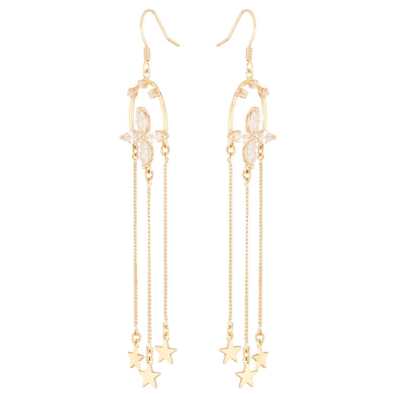 Сережки Xuping M&L Колір 18K французький замок Підвіски з кристальними квітами та зірками фото №1