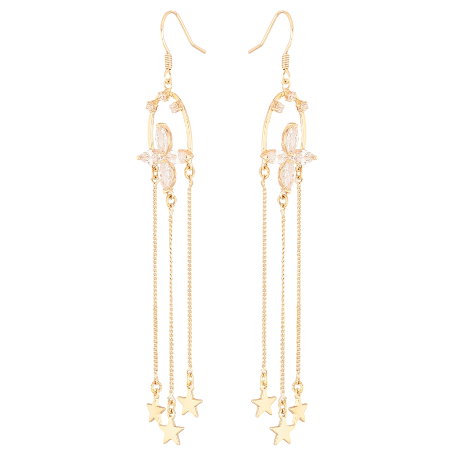 Сережки Xuping M&L Колір 18K французький замок Підвіски з кристальними квітами та зірками фото №1