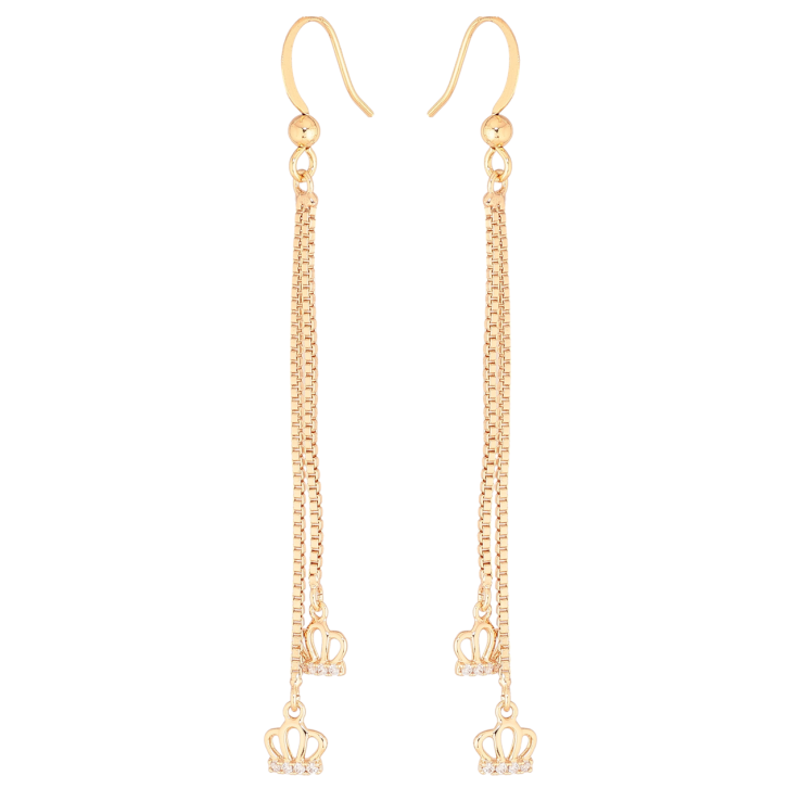 Сережки Xuping M&L Колір 18K французький замок Корони на ланцюжках фото №4 Сережки Xuping M&L Колір 18K французький замок Корони на ланцюжках фото №4