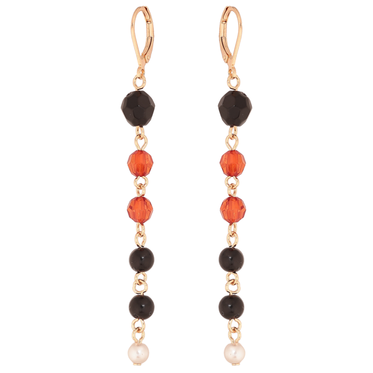 Сережки Xuping M&L Колір 18K французький замок Підвіски з чорно-червоними намистинами фото №2 Сережки Xuping M&L Колір 18K французький замок Підвіски з чорно-червоними намистинами фото №2