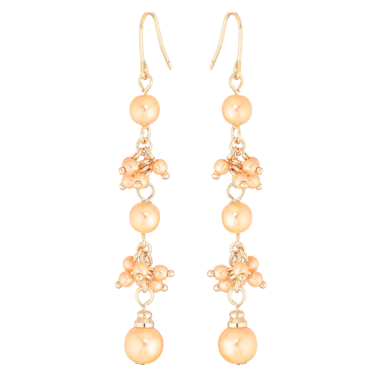 Серьги Xuping M&L Цвет 18K французский замок Подвески с золотистыми бусинами фото №2 Серьги Xuping M&L Цвет 18K французский замок Подвески с золотистыми бусинами фото №2