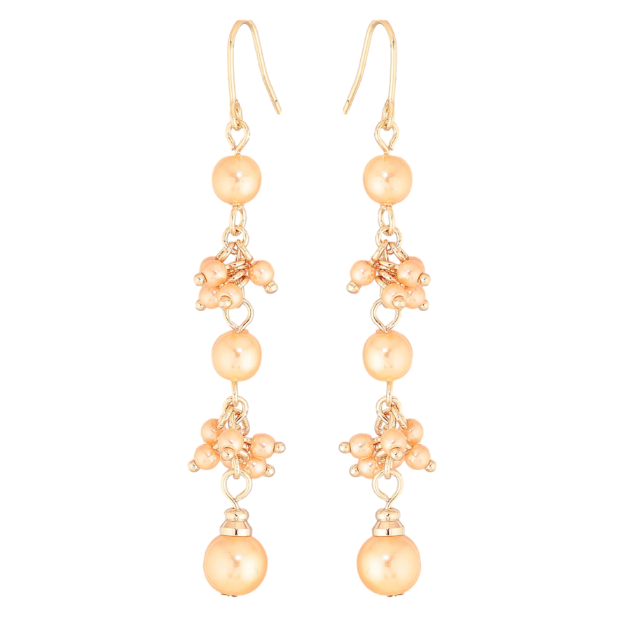 Сережки Xuping M&L Колір 18K французький замок Підвіски з золотистими намистинами фото №1 Сережки Xuping M&L Колір 18K французький замок Підвіски з золотистими намистинами фото №1