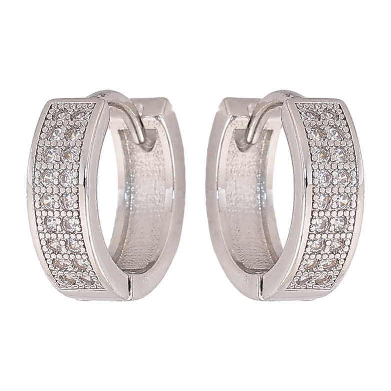 Серьги Xuping M&L Цвет Родий колечки Инкрустация кристаллами фото №1