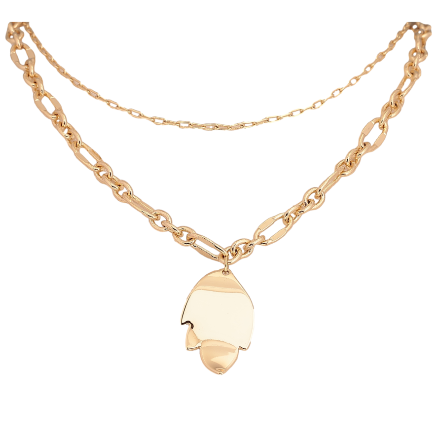 Колье Xuping Цвет Позолота 18К Цепочки с подвеской листочек длина 40-45см х 6мм,2мм фото №1