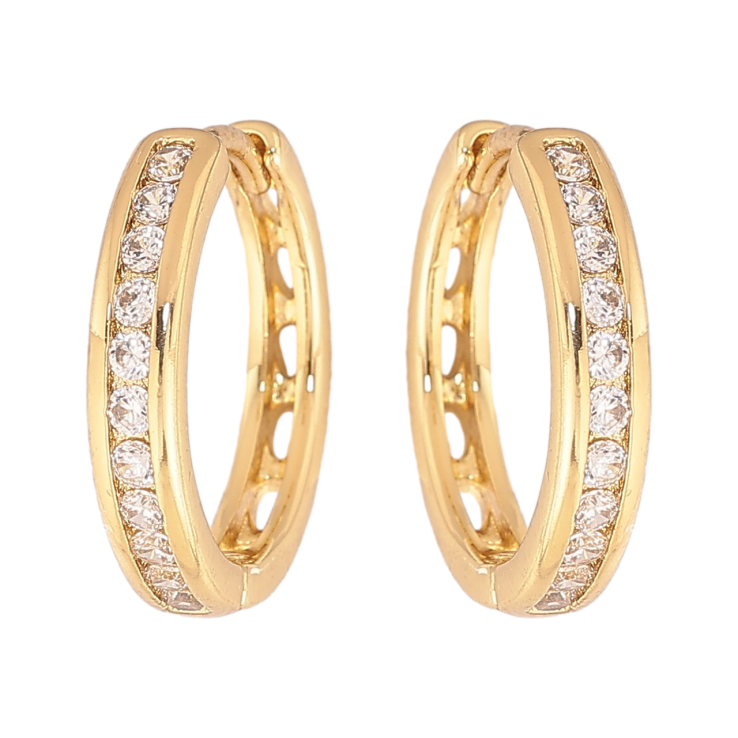 Сережки Xuping колір Позолота 14K колечка Доріжки кристалів фото №11