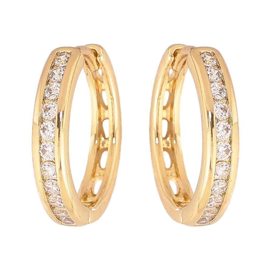 Сережки Xuping колір Позолота 14K колечка Доріжки кристалів фото №1