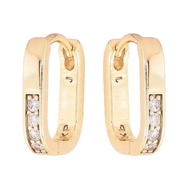 Серьги Xuping цвет Позолота 14K колечки Дорожки кристаллов фото №5