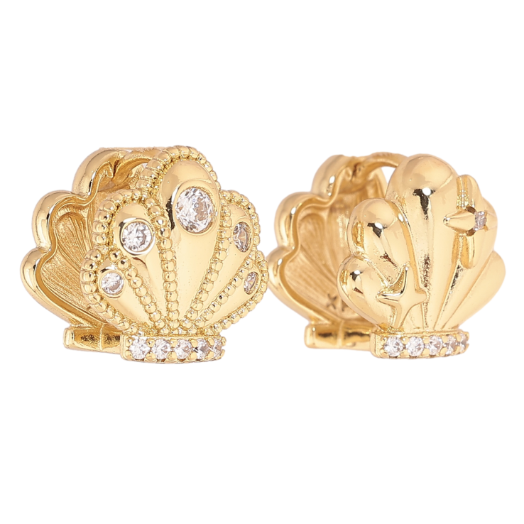 Серьги Xuping цвет Позолота 14K колечки Асимметричные раковины фото №13