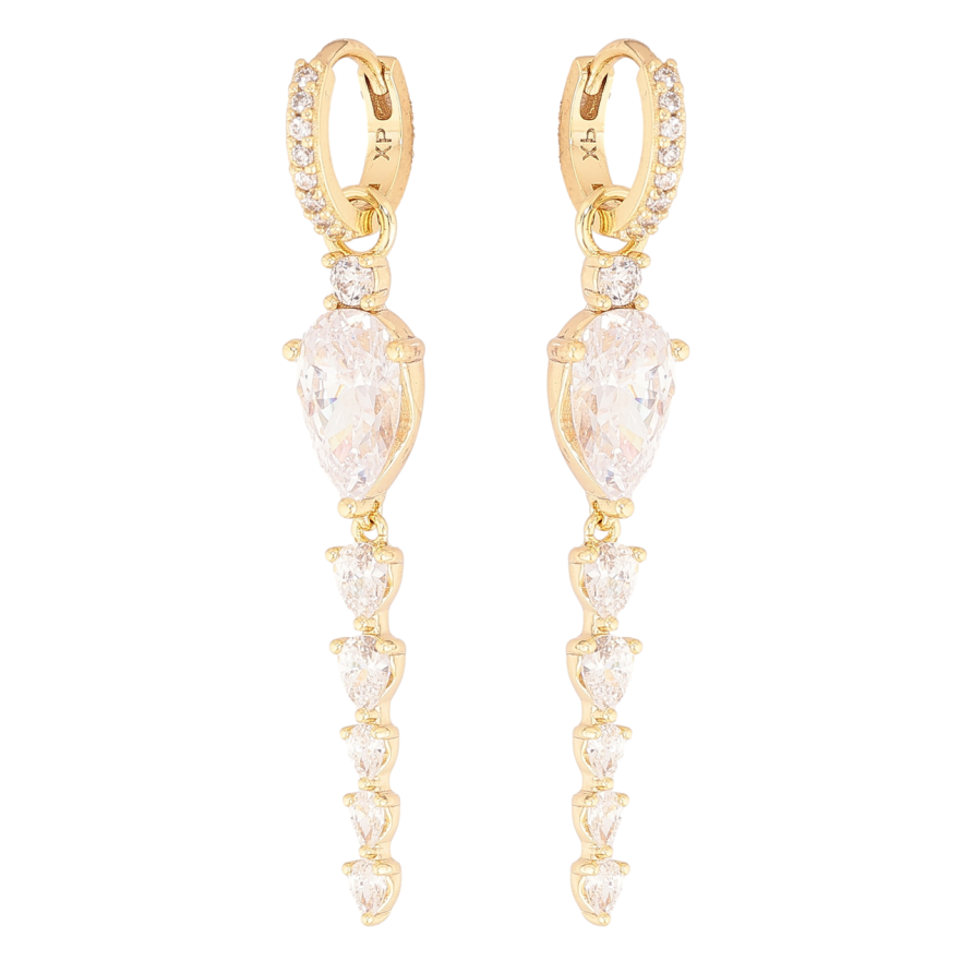 Сережки Xuping колір Позолота 14K підвіски на колечках Кристальні підвіски 2 в 1 фото №1