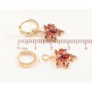 Серьги Xuping цвет Позолота 14K подвески на колечках Листочки с красными кристаллами 2 в 1 фото №3