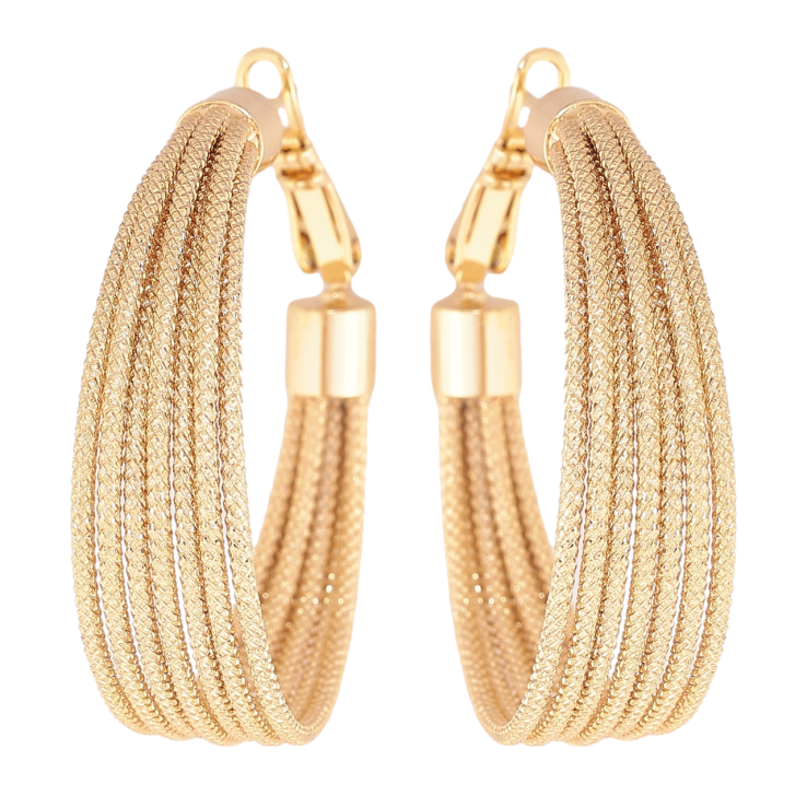 Серьги Xuping цвет Позолота 14K кольца (конго) Декоративный узор ø 3,5см фото №6