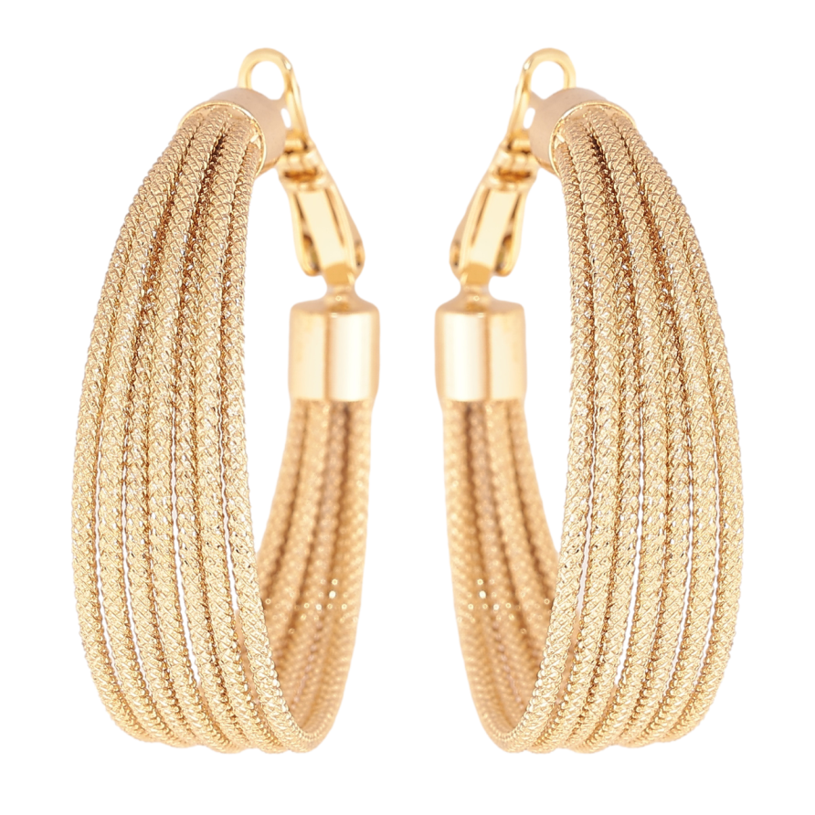 Серьги Xuping цвет Позолота 14K кольца (конго) Декоративный узор ø 3,5см фото №1