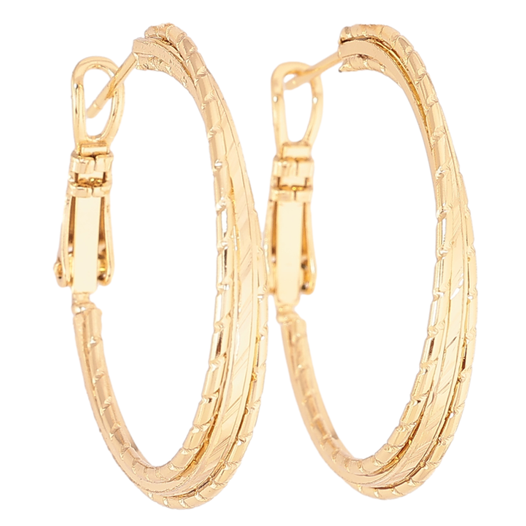 Сережки Xuping колір Позолота 14K кільця (конго) Декоративний візерунок ø 3см фото №20