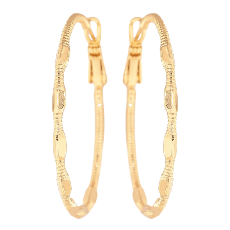 Сережки Xuping колір Позолота 14K кільця (конго) Декоративний візерунок ø 4см фото №16